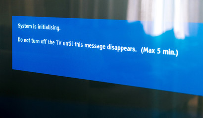 Update install process of system update software process  on modern tv