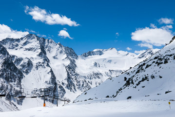 Fototapeta na wymiar Winter landscape in Austrian Alpine ski resort