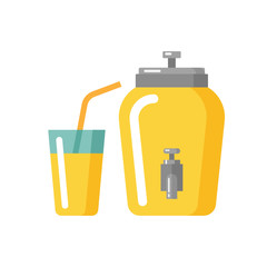 Lemonade jar and glass flat icon