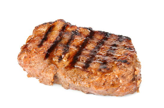 Tasty steak on white background