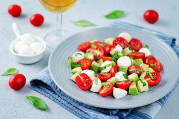 Avocado mozzarella tomato Basil salad