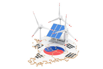 Renewable energy and sustainable development in South Korea, concept. 3D rendering