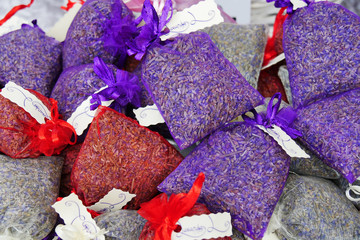 Lavender organza sachets filled with dried organic lavender flower buds