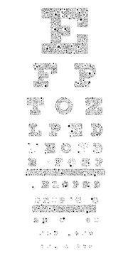 eye test board made of  looking eyes