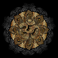 golden OM mandala