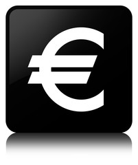 Euro sign icon black square button