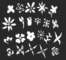 Set of flower doodles vector line on chalkboard eps10