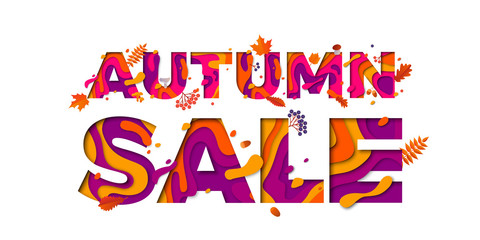 Autumn sale shopping discount vector poster fall maple leaf
