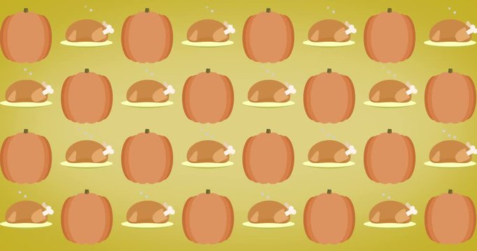 Orange Loopable 2D motion graphics Thanksgiving Background