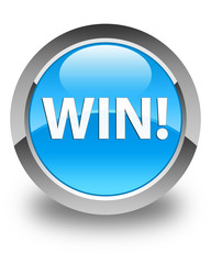 Win glossy cyan blue round button