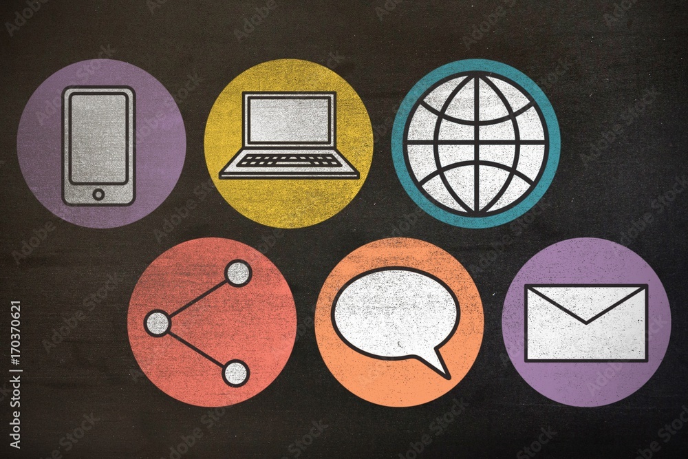 Poster composite image of mobile and computer icon