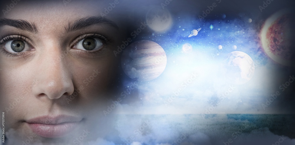 Wall mural composite image of composite image of solar system against white
