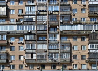 Old exterior wall of apartment building in Moscow