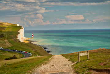 Fototapeta na wymiar View of the Seven sisters and Beachy Head Lighthouse
