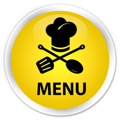 Menu (restaurant icon) premium yellow round button