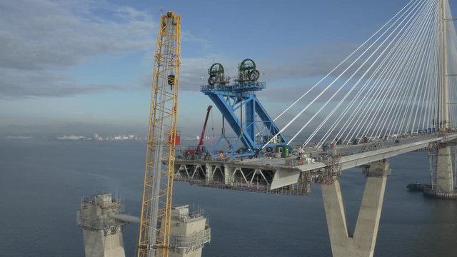 Aerial 19 of the Construction of Queensferry Crossing, Scotland, Oct 2016