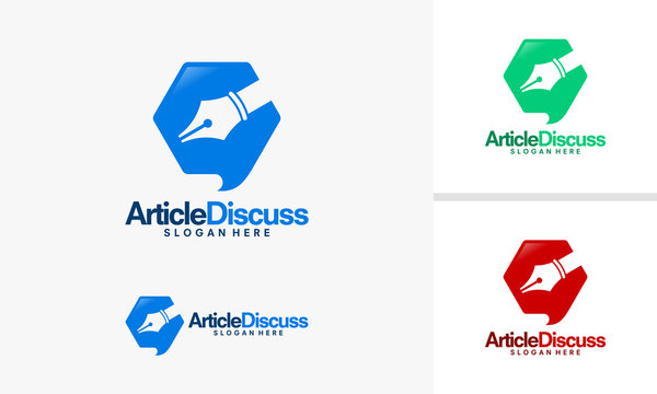 Article Discuss Logo template, Writer Discussion logo designs vector