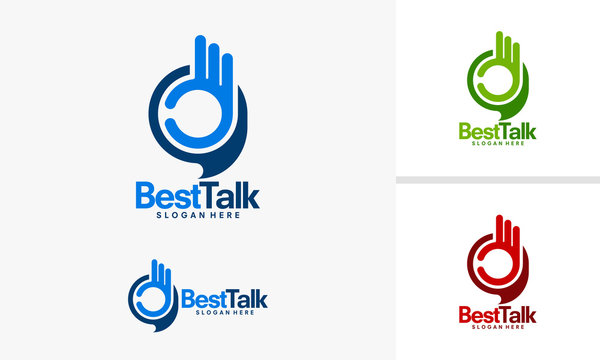 Best Talk Logo template with Hand gesture