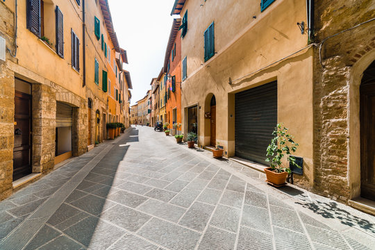 Fototapeta cobbled street of Italian village
