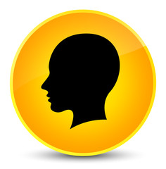 Head female face icon elegant yellow round button