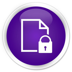 Secure document icon premium purple round button
