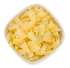 Portion of Preserved Pineapple pieces isolated on white