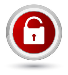 Unlock icon prime red round button