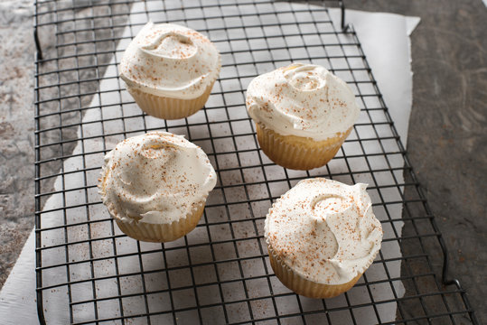 Vanilla Cupcakes with Whipped Topping