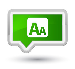 Font size box icon prime green banner button