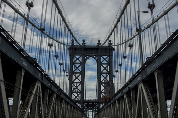 Driving on the Manhattan Bridge in New York City