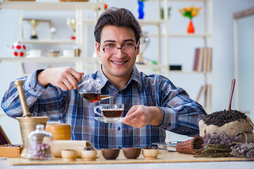 Professional tea expert trying new brews