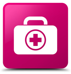 First aid kit icon pink square button