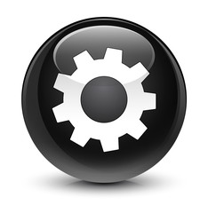 Process icon glassy black round button