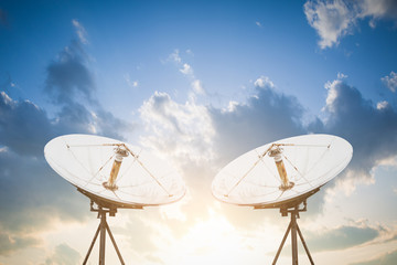 satellite dish antennas under sky
