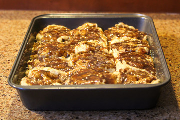 Gluten free cinnamon buns about to be baked