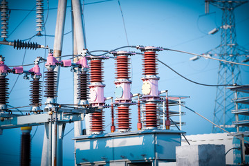 High voltage power transformer substation