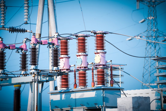High voltage power transformer substation