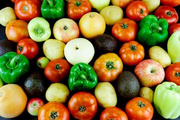 Fresh vegetable and fruit as food background