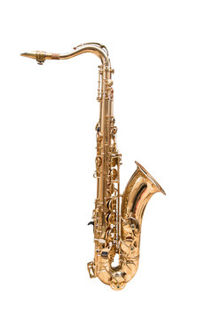 Tenor Saxophone isolated on a white background.