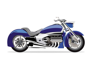 blue motor bike with details and shadow