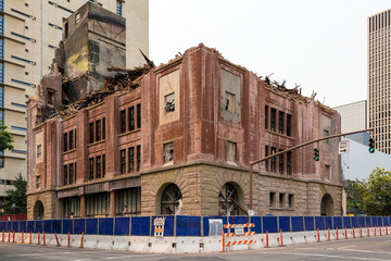 Old Brick Building Being Demolished