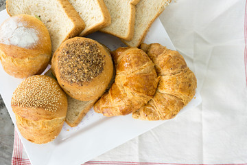 Fresh fragrant bread on the table. Food concept