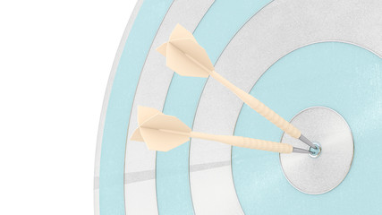 Darts hitting in the target center