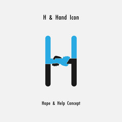 Creative H- alphabet icon abstract and hands icon design vector template.Business offer,partnership,hope,support or help concept.Corporate business and industrial logotype symbol.