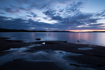 Beautiful twilight scene from a lake in sweden
