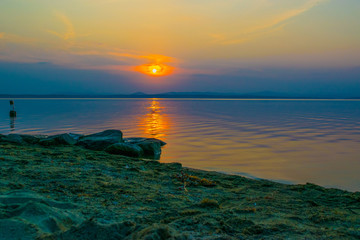 Sunset at a lake Uveldy, The Urals, Russia