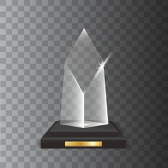 Transparent Realistic Blank Vector Acrylic Glass Trophy Award