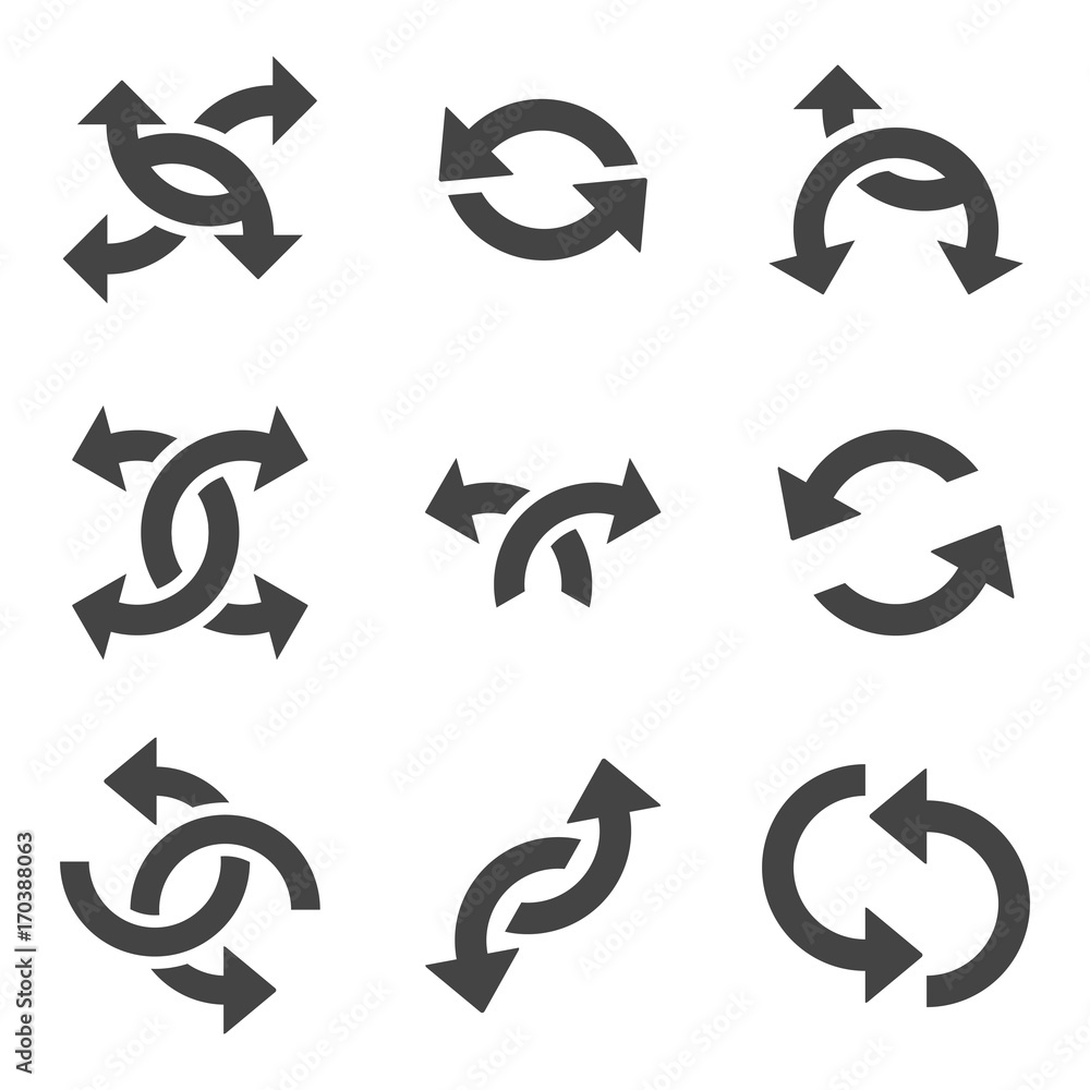 Poster set of abstract arrows. reload arrows.