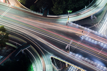 Overpass of the light trails, beautiful curves.