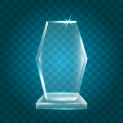 Blank Transparent Vector Acrylic Glass Trophy Award template_23